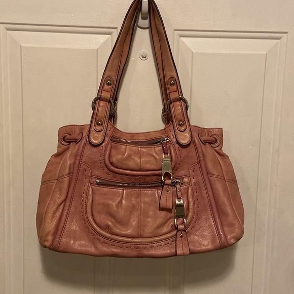 B MAKOWSKY Pink Genuine Leather Hand Bag Shoulder Satchel Bag Purse - Picture 1 of 10